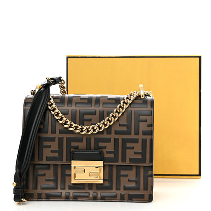 Fendi Vitello Liberty Bi-Color FF 1974 Embossed Small Kan U Shoulder Bag Maya Black 13 of 13