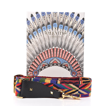 Valentino Garavani Canvas Geometric Embroidered Rockstud Guitar Strap Multicolor 5 of 5