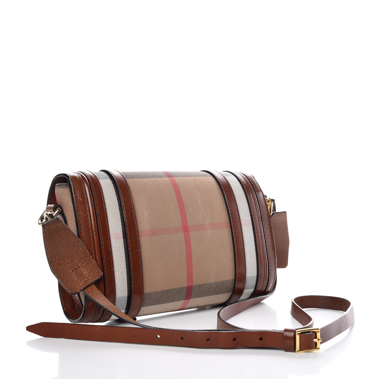 Burberry House Check Bridle Calfskin Doyle Crossbody Bag Dark Tan 3 of 12