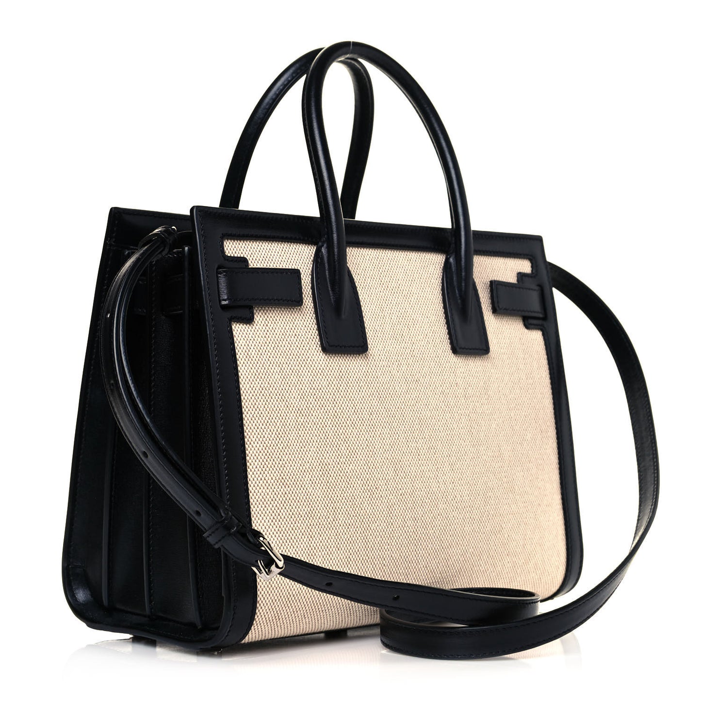 Linen Calfskin Baby Sac De Jour Black