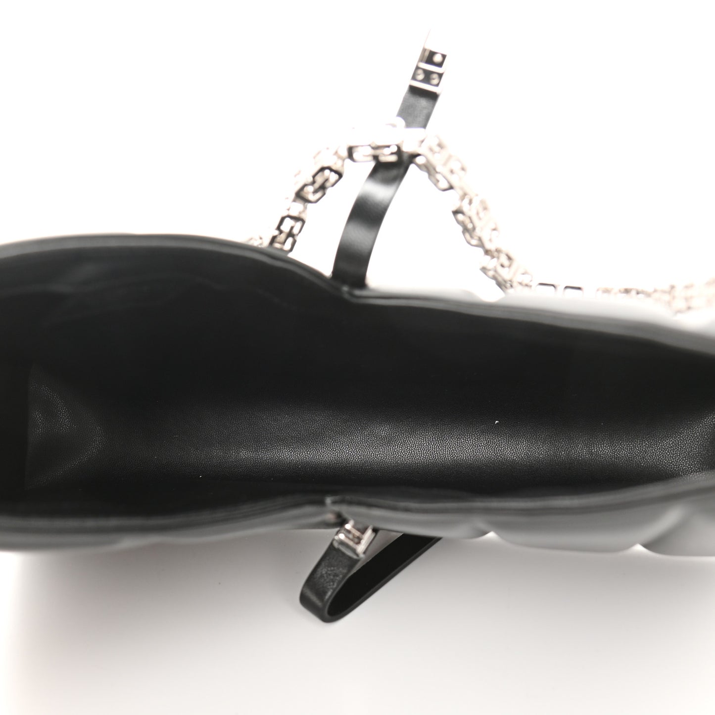 Lambskin Padded Small Cut Out Shoulder Bag Black