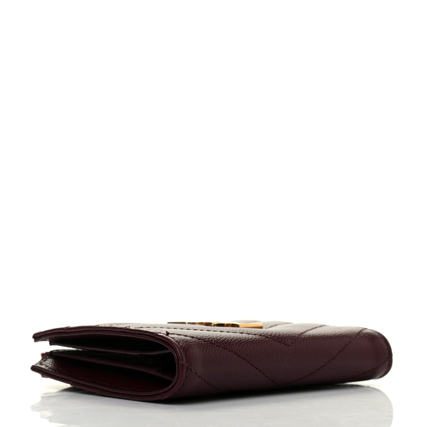 Saint Laurent Grain De Poudre Matelasse Chevron Monogram Zipped Card Case Rouge Legion 4 of 7