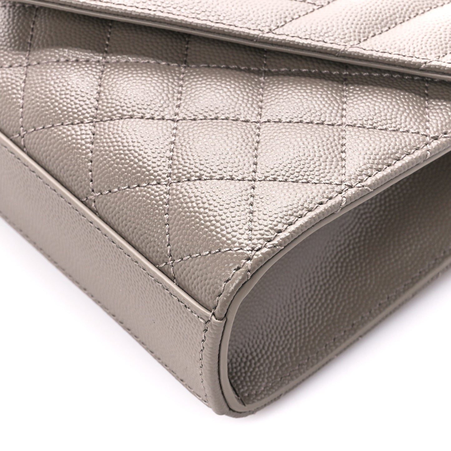 Grain De Poudre Textured Mixed Matelasse Triquilt Small Monogram Satchel Greyish Brown