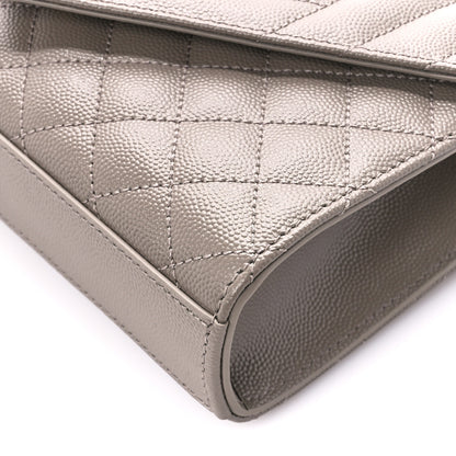 Saint Laurent Grain De Poudre Textured Mixed Matelasse Triquilt Small Monogram Satchel Greyish Brown 11 of 11