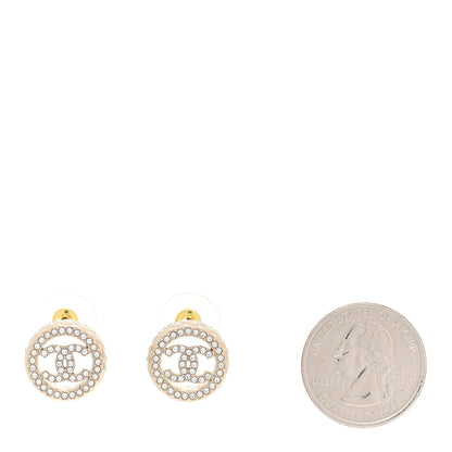 Chanel Crystal CC Round Earrings Gold 2 of 5