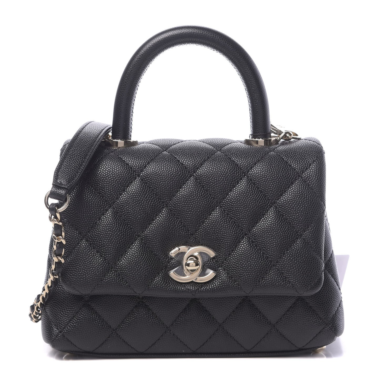 Caviar Quilted Extra Mini Coco Handle Flap Black