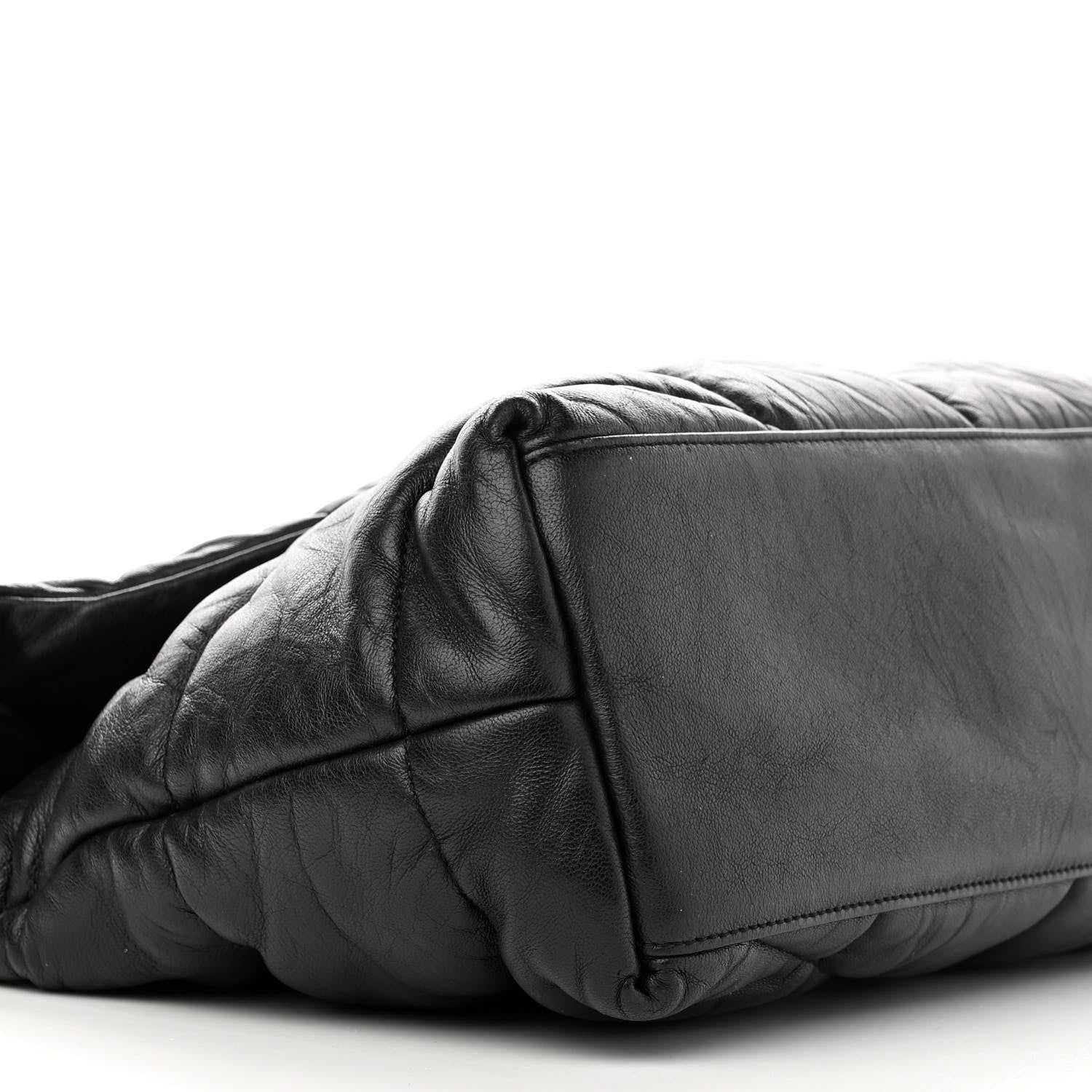 Saint Laurent Lambskin Quilted Monogram Monochrome Medium Loulou Puffer Chain Satchel Black 9 of 10