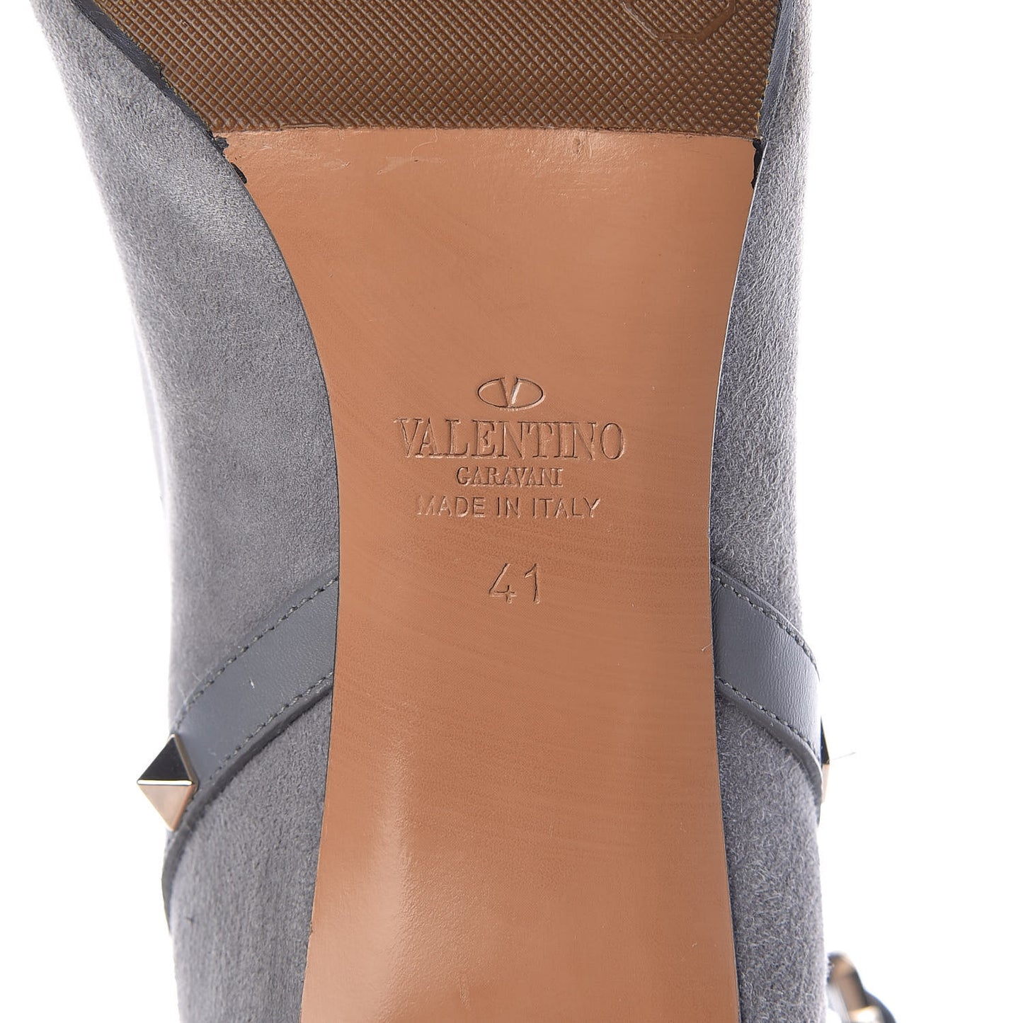 Suede Rockstud Double Buckle 65mm Ankle Boots 41 Light Stone
