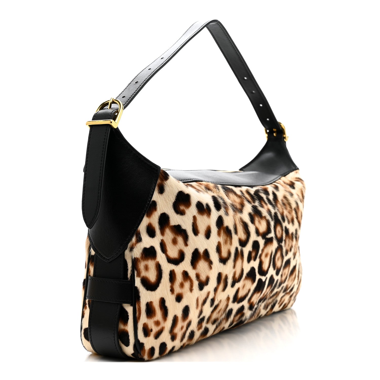 Celine Furry Goatskin Leopard Medium Romy Shoulder Bag Natural