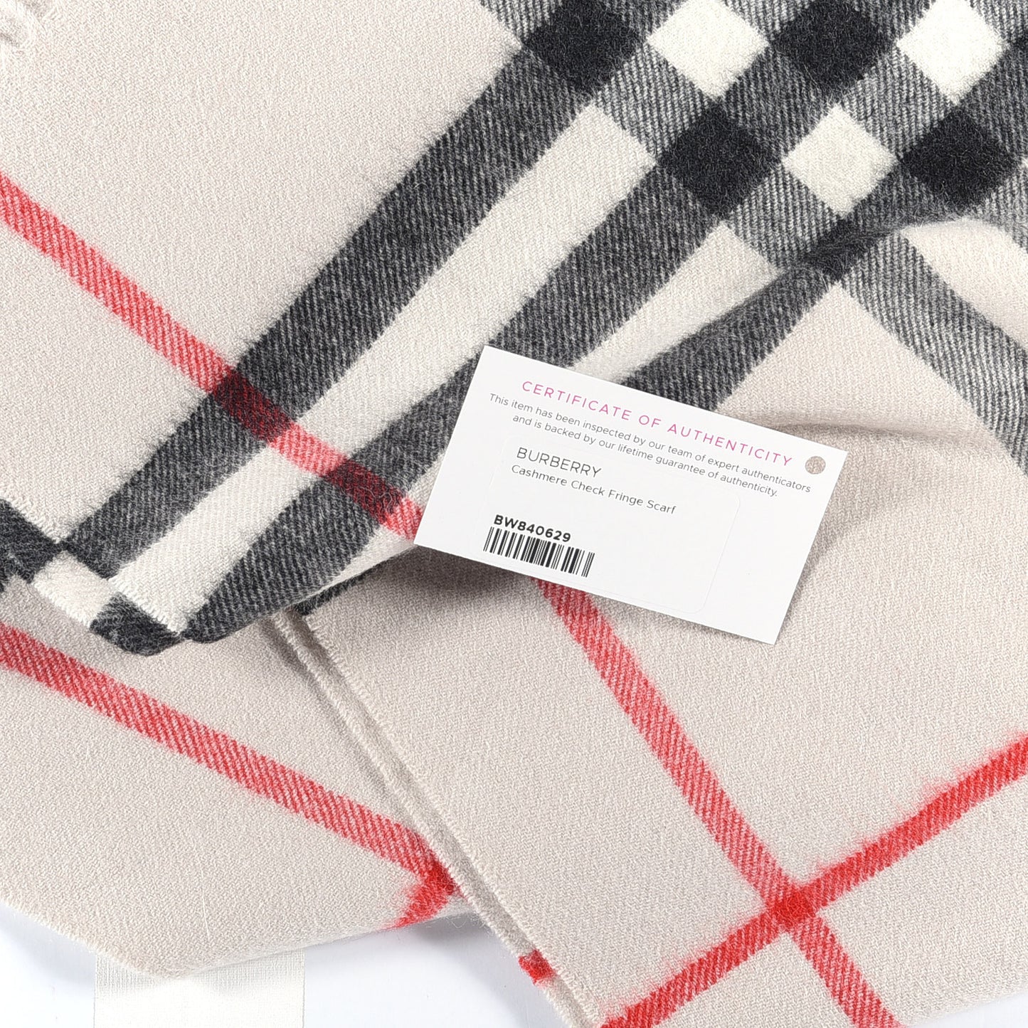 Cashmere Check Fringe Scarf Stone