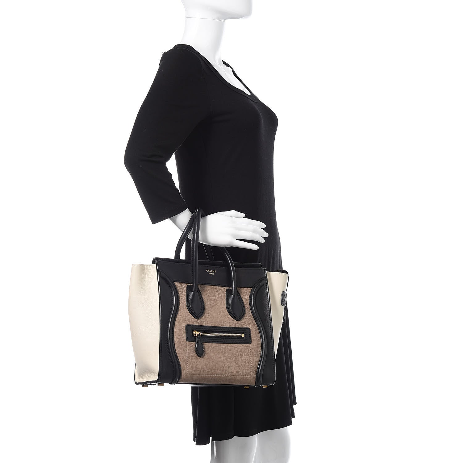 Celine Smooth Calfskin Micro Tri-Color Luggage Black 2 of 15