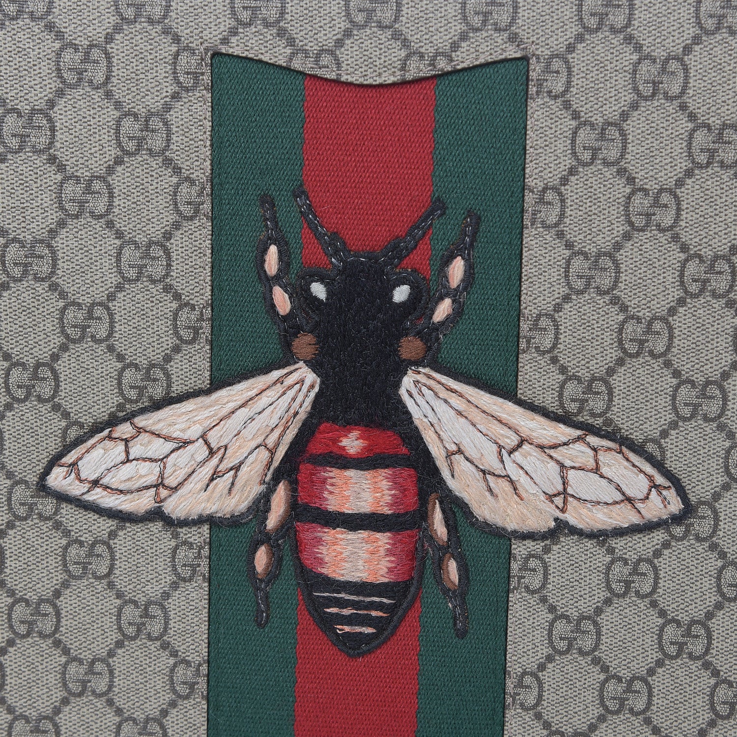 Gucci GG Supreme Monogram Web Animalier Bee Embroidered Medium Documents Holder Beige New Acero 9 of 9