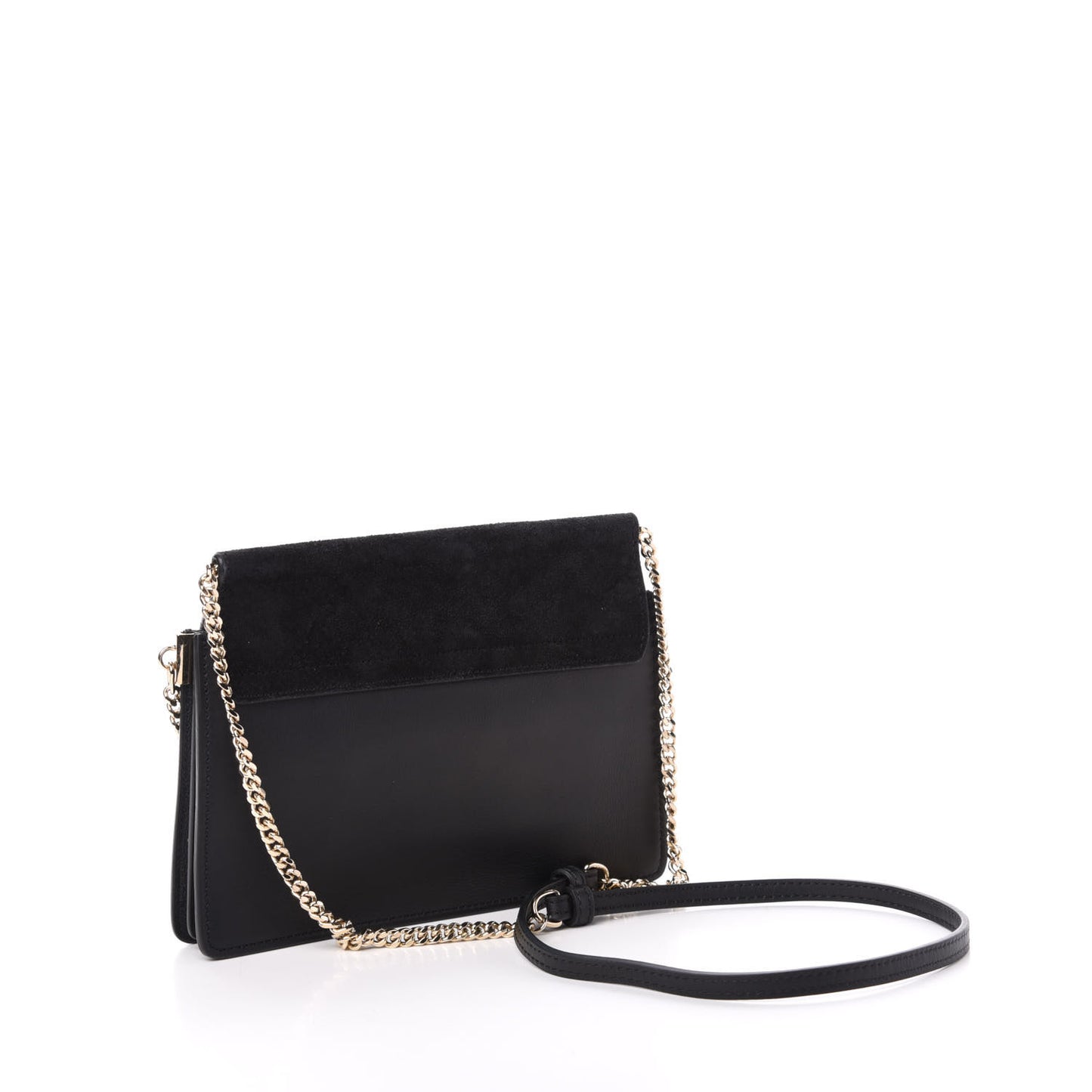 Calfskin Suede Mini Chain Faye Shoulder Bag Black