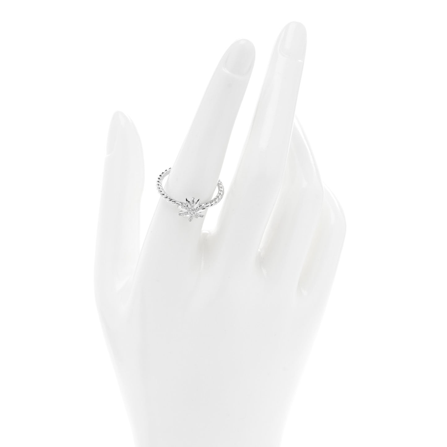 Sterling Silver Diamond Petite Starburst Ring 56 7.75