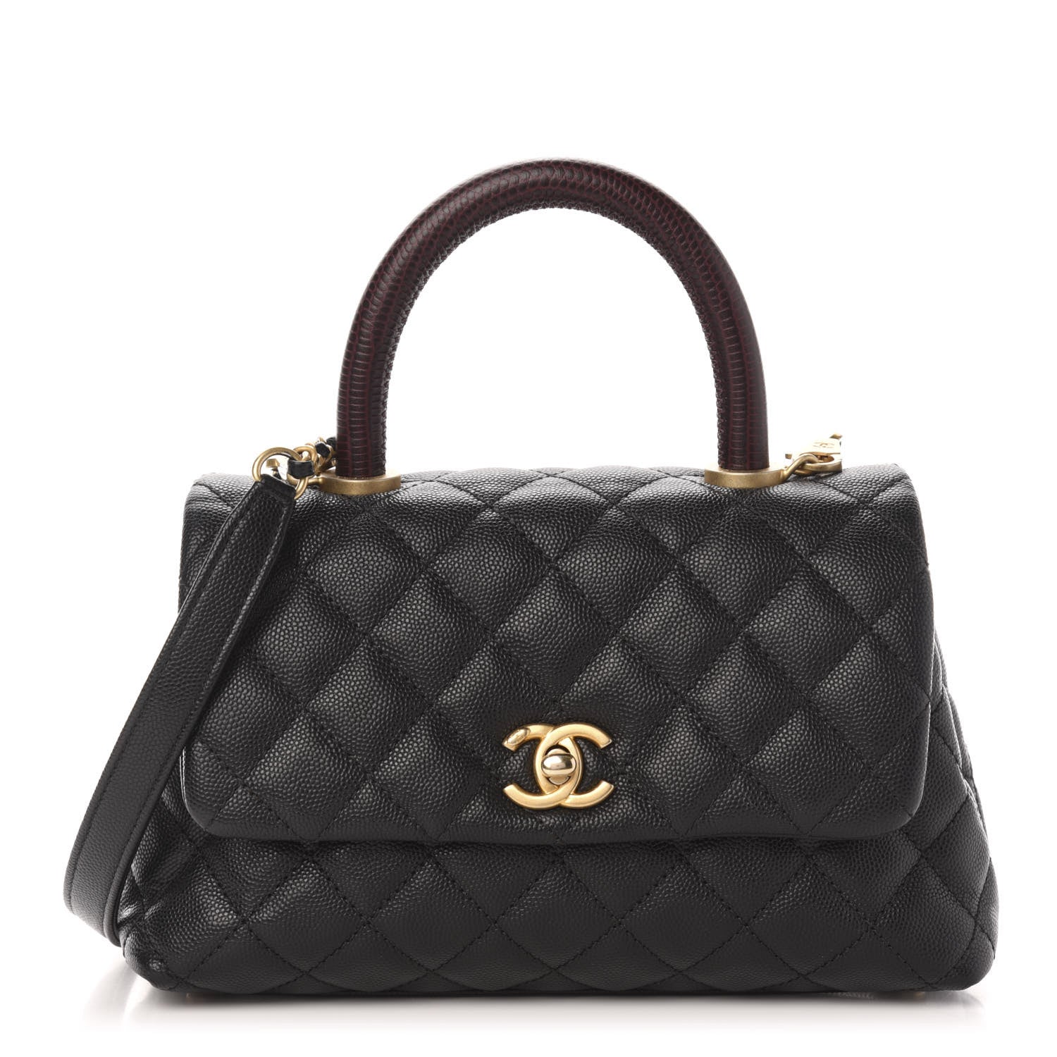 Chanel Caviar Lizard Embossed Quilted Mini Coco Handle Flap Black 1 of 10