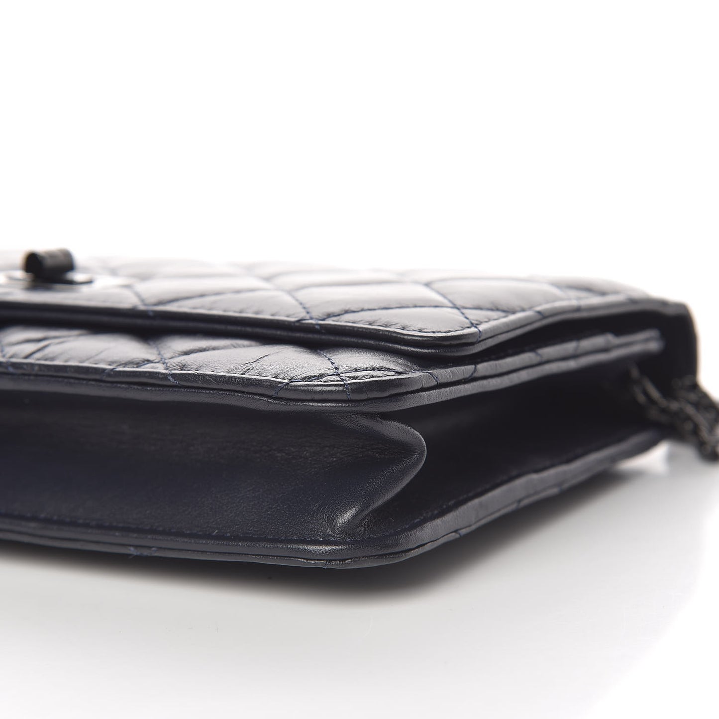 Aged Calfskin Quilted Reissue Wallet On Chain WOC Navy