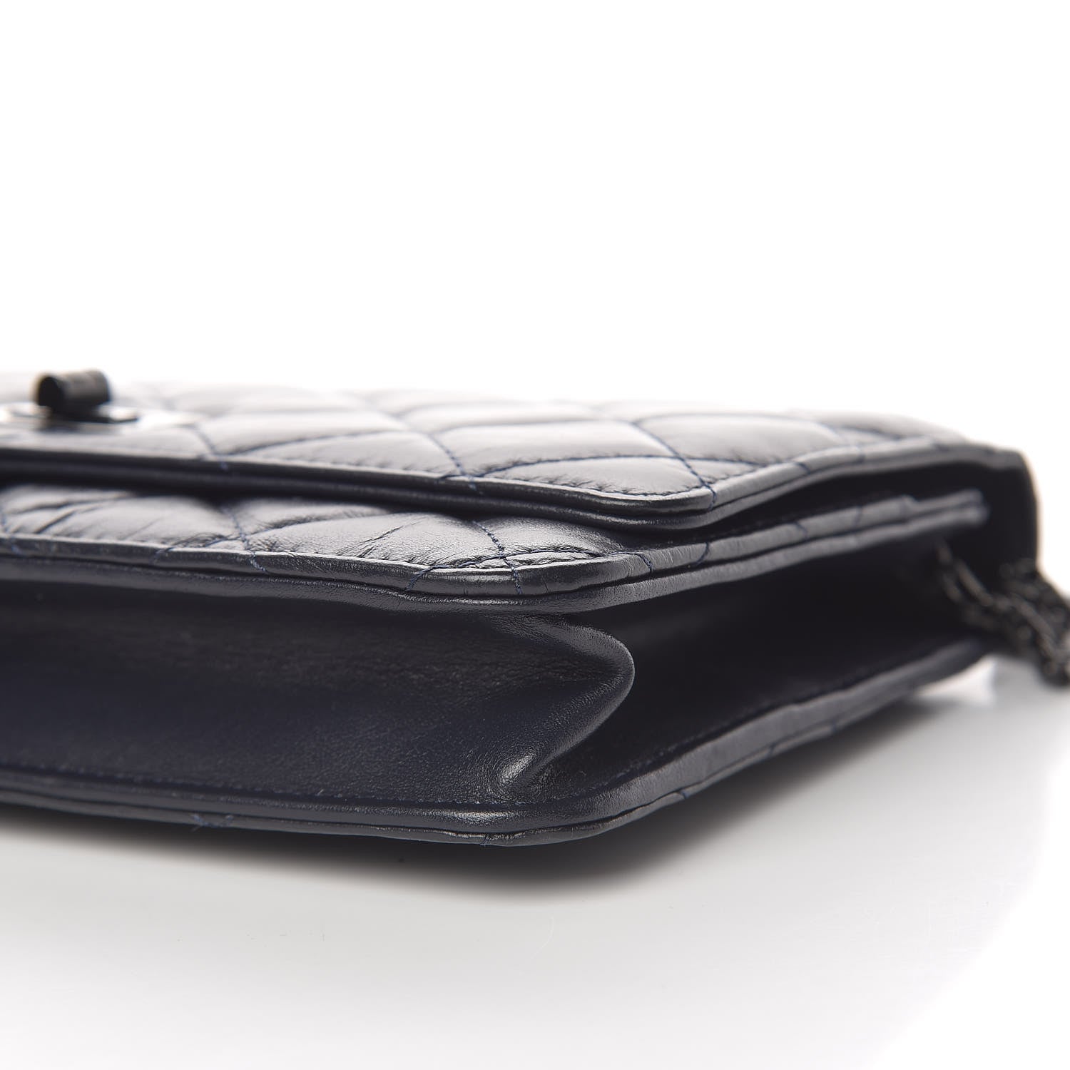 Chanel Aged Calfskin Quilted Reissue Wallet On Chain WOC Navy 10 of 11