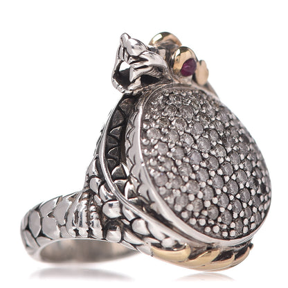 John Hardy Sterling Silver 18K Yellow Gold Diamond Ruby Naga Dragon Ring 51.9 6 3 of 7