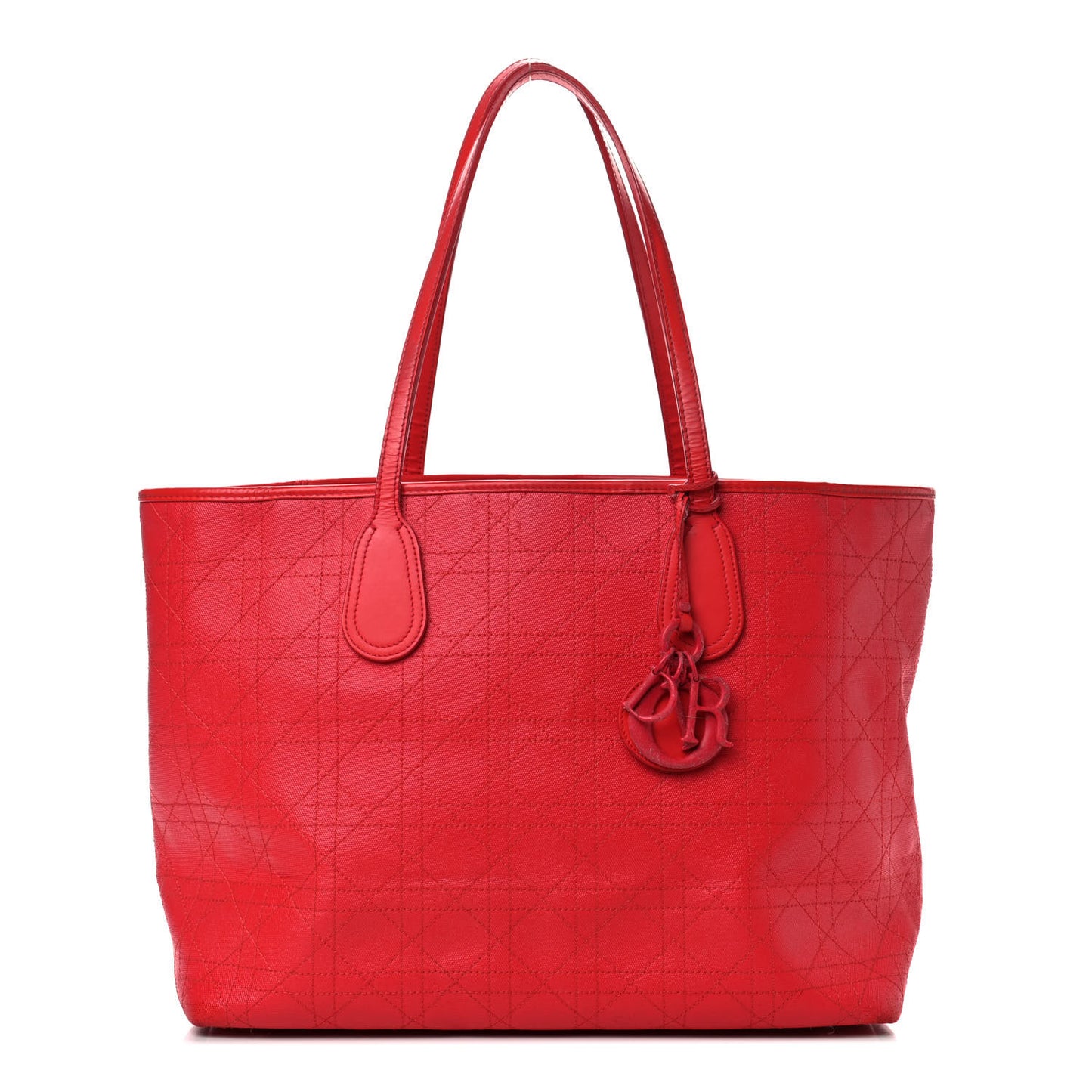 Coated Canvas Cannage Panarea Shopping Tote Red