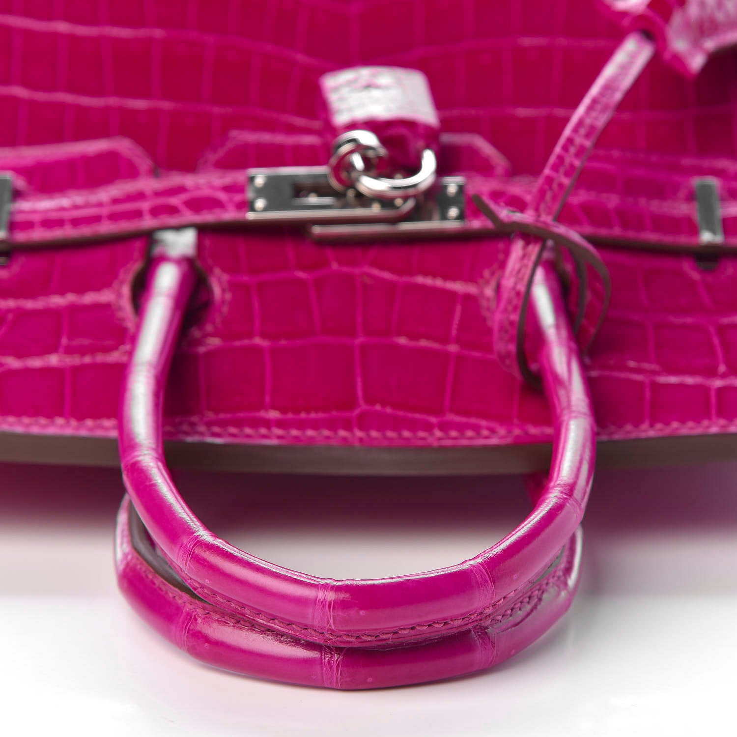 Hermes Shiny Niloticus Crocodile Birkin 25 Rose Scheherazade 12 of 29