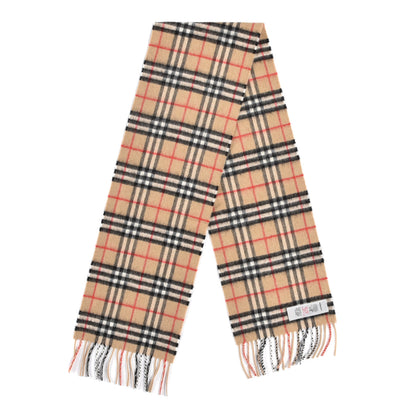 Burberry Cashmere Nova Check Fringe Scarf Camel 2 of 4