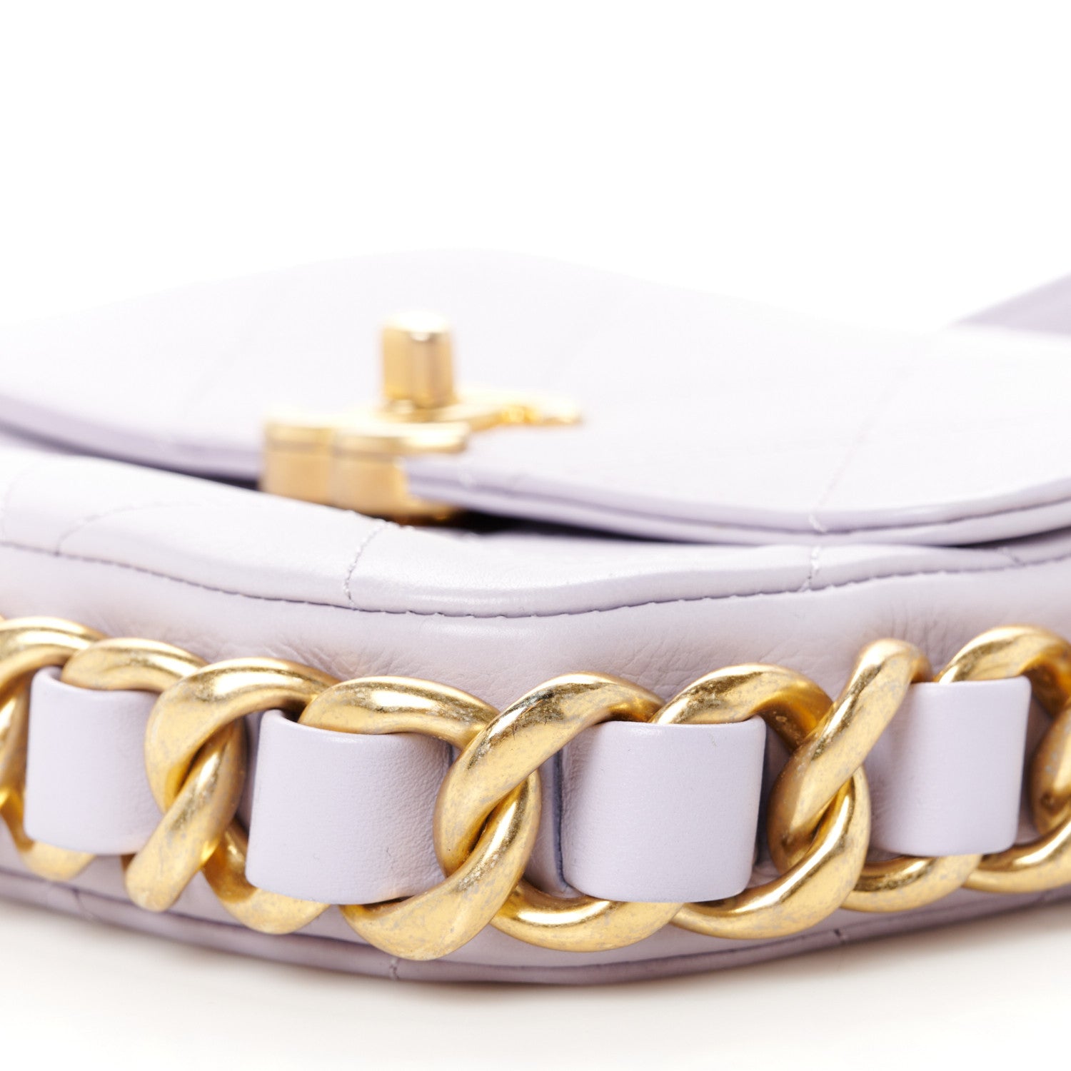 Chanel Calfskin Quilted Small Framing Chain Bag Light Purple 10 of 10