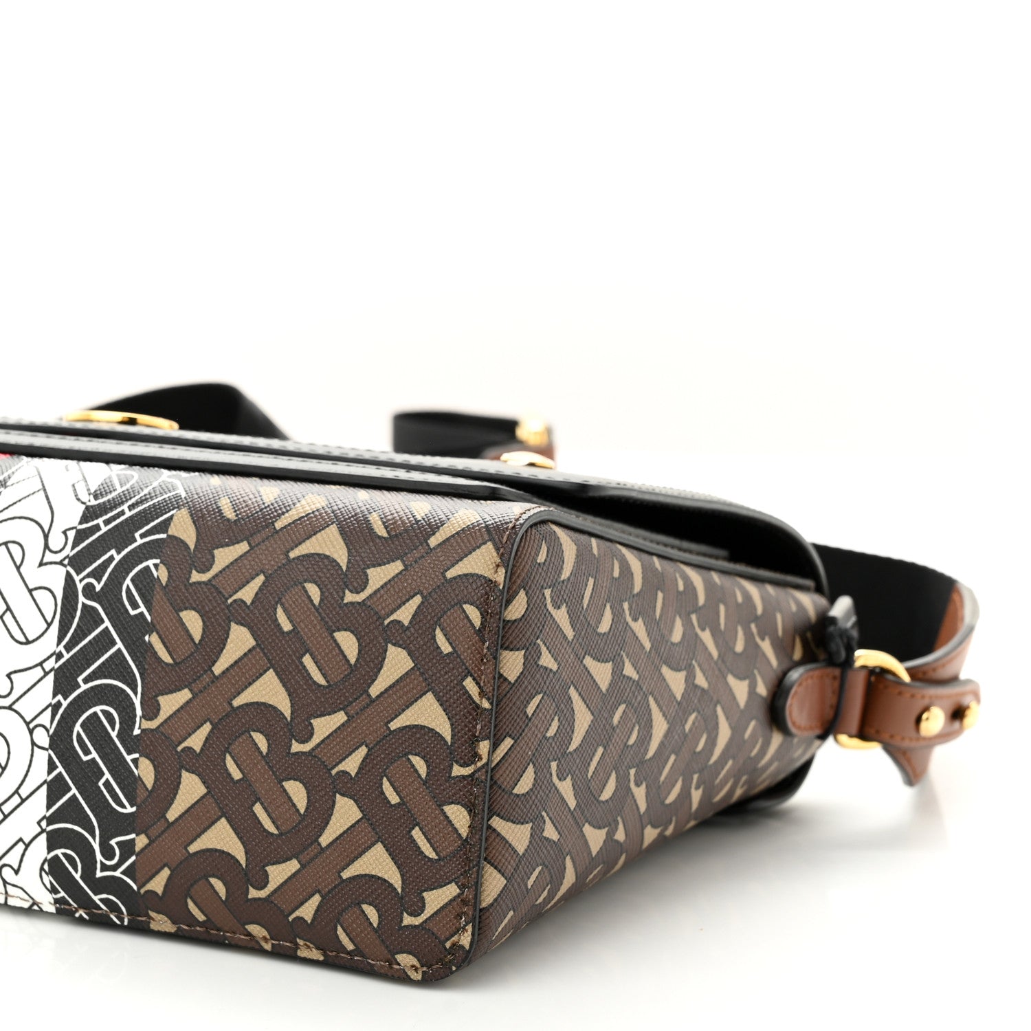 Burberry E-Canvas Monogram Stripe Note Crossbody Bag Bridle Brown 9 of 10
