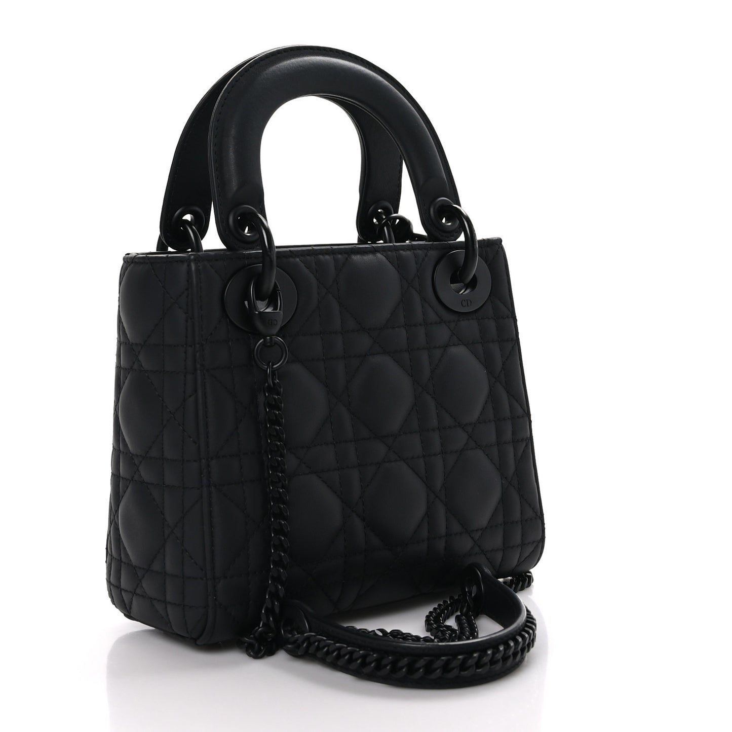 CHRISTIAN DIOR Ultra Matte Calfskin Cannage Mini Lady Dior Black