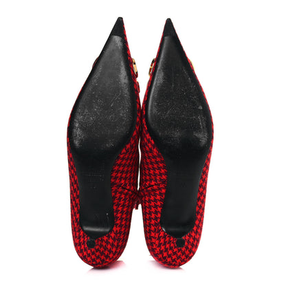 Balenciaga Wool Houndstooth BB Pointy Toe Ankle Booties 39 Red Black Gold 6 of 8