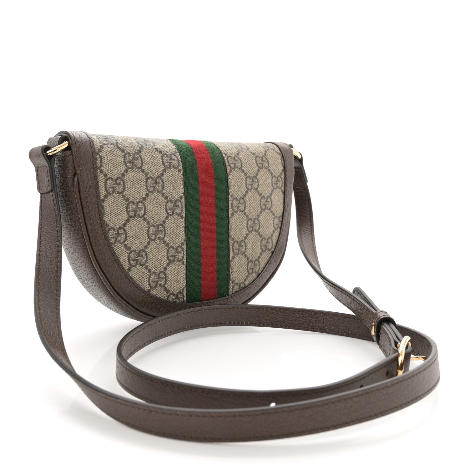 Gucci GG Supreme Monogram Textured Dollar Calfskin Web Mini Ophidia Flap Shoulder Bag Beige Ebony New Acero 3 of 11