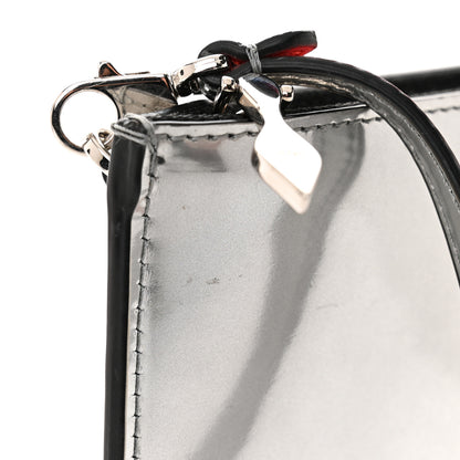 Christian Louboutin Patent Calfskin Glitter Studded Loubiclutch Crossbody Clutch Silver 10 of 11