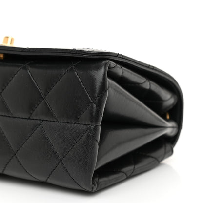 Chanel Lambskin Enamel Quilted Logo Flap Black 9 of 10