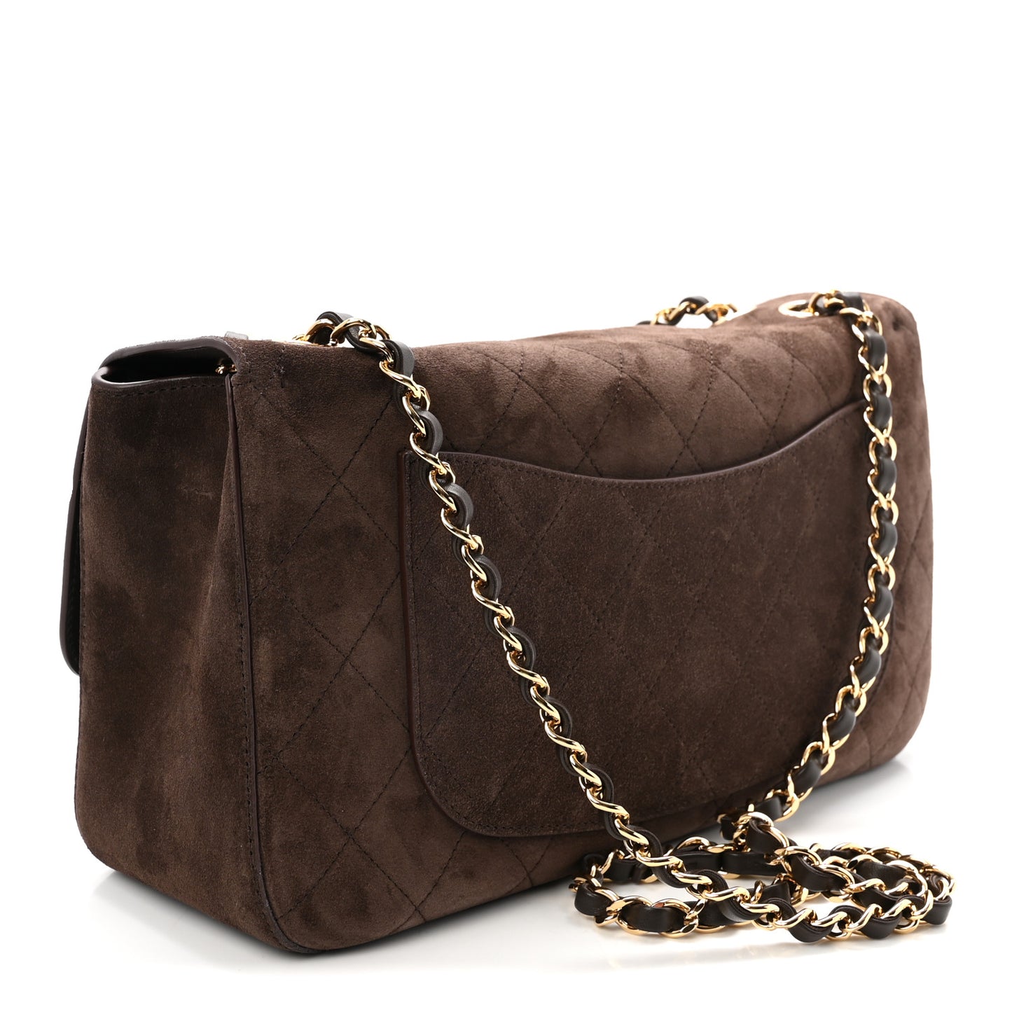 Suede Calfskin Small Souplissimo Maxi Flap Dark Brown