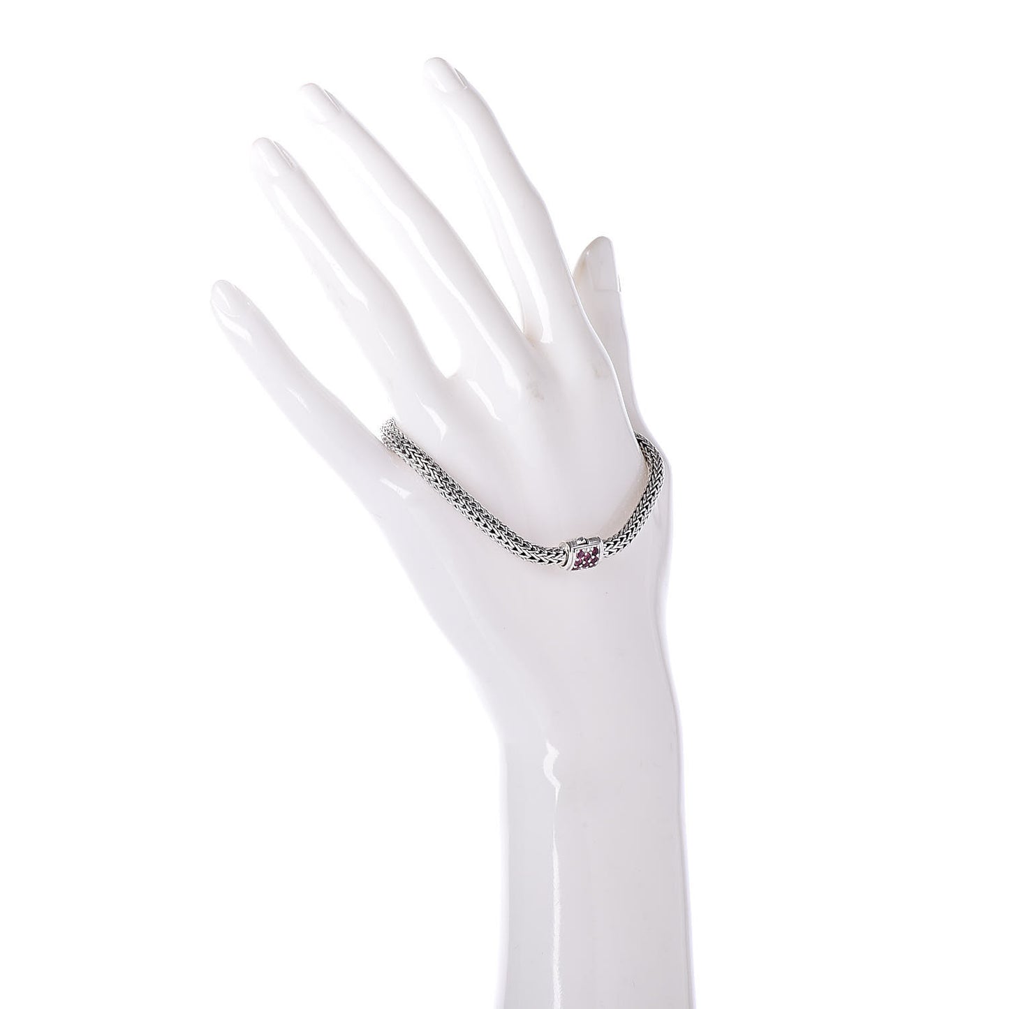 Sterling Silver Pink Spinel 5mm Classic Chain Bracelet M