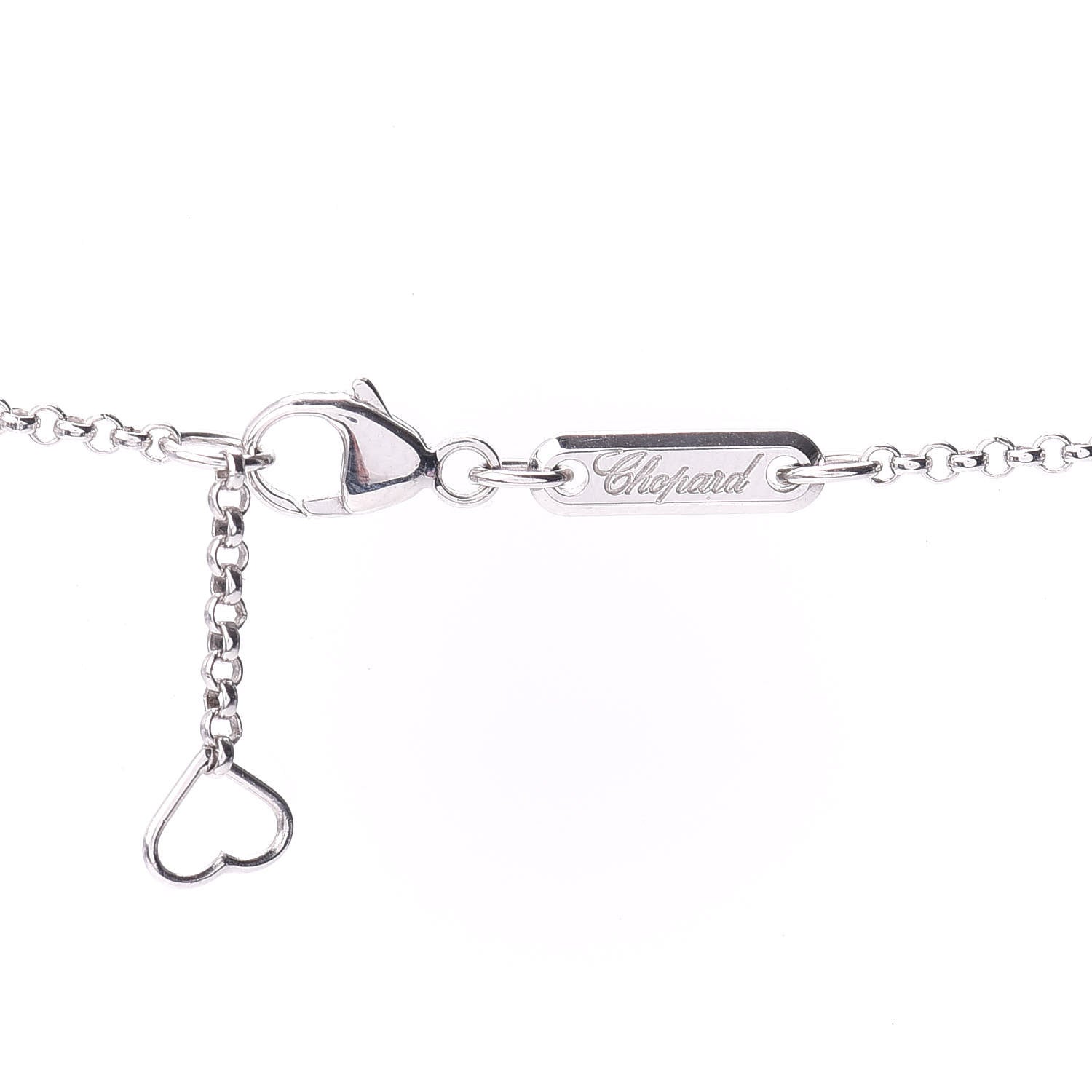 Chopard 18K White Gold Diamond Onyx Happy Hearts Necklace 4 of 4