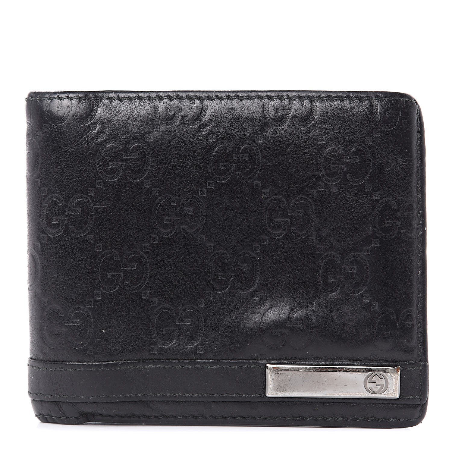 Gucci Guccissima Signature Bi-Fold Wallet Black 1 of 11