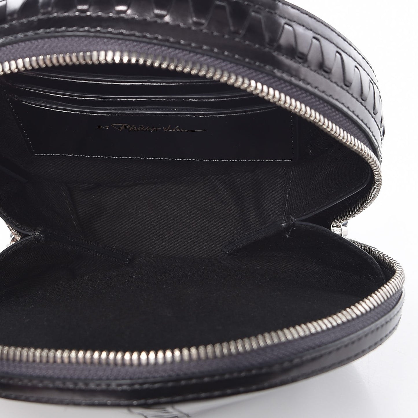 3.1 Metallic Calfskin Alix Circle Clutch Gunmetal
