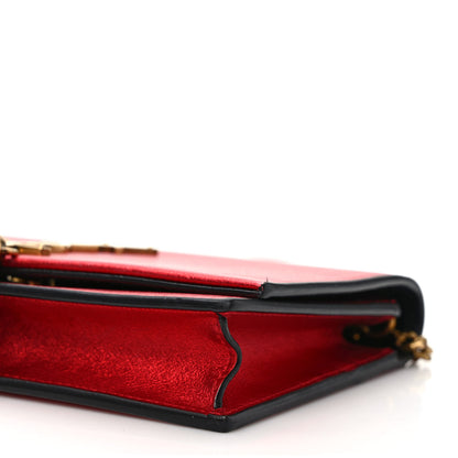 Saint Laurent Metallic Calfskin Classic Monogram Kate Tassel Chain Wallet Red 9 of 10