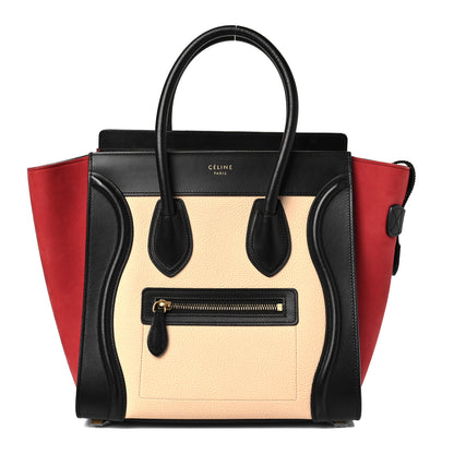 Celine Drummed Calfskin Nubuck Micro Tri-Color Luggage Ruby 1 of 6