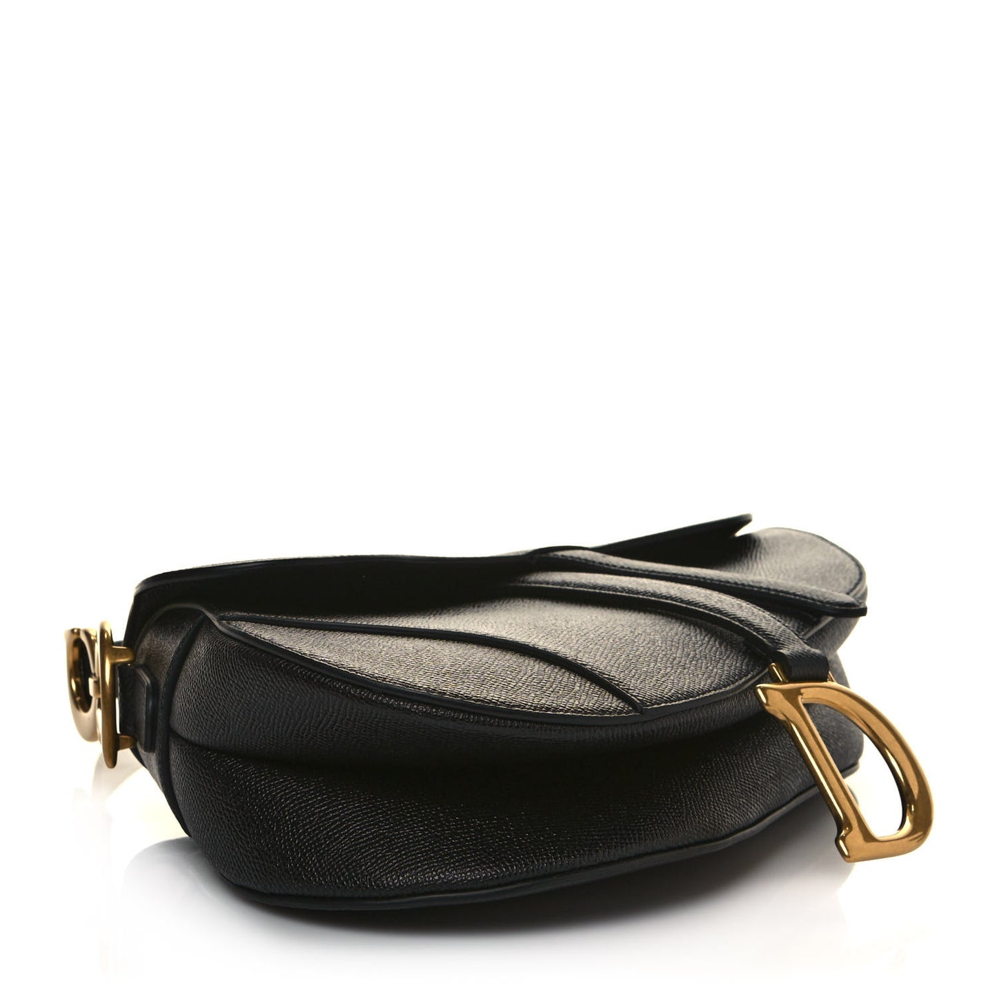 Grained Calfskin Saddle Bag Black