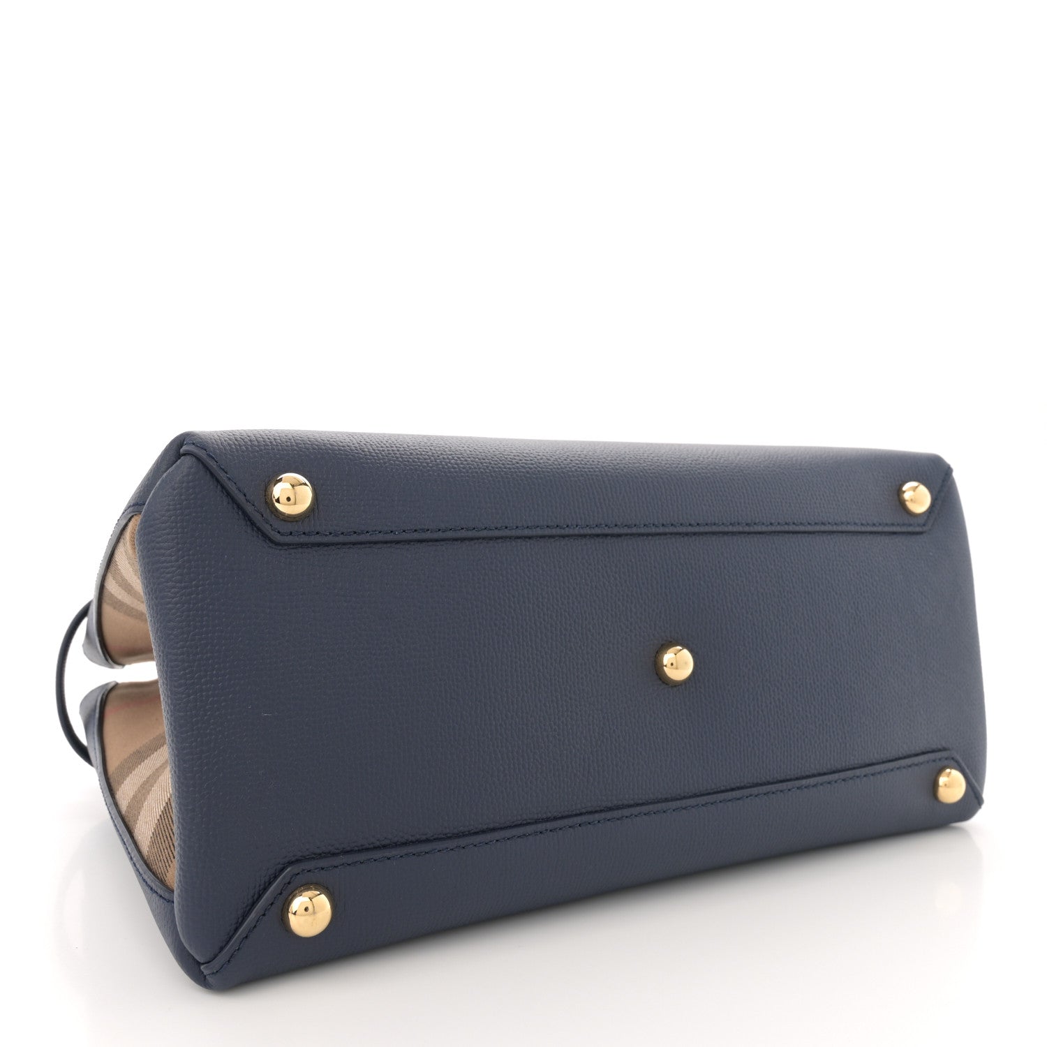 Burberry Grainy Calfskin House Check Medium Banner Tote Regency Blue 4 of 12