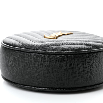 Saint Laurent Grain De Poudre Matelasse Chevron Quilted Round Vinyle Camera Bag Black 8 of 8