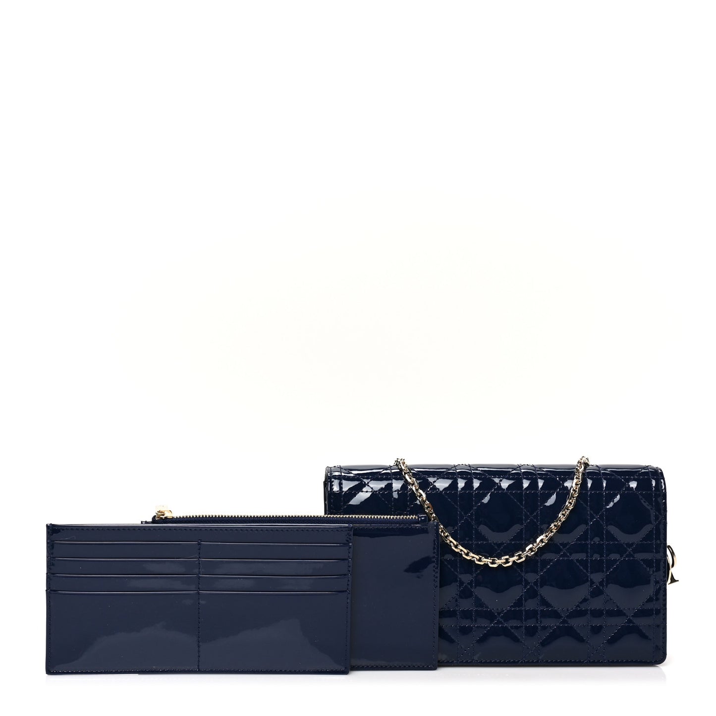 Patent Cannage Lady Dior Convertible Clutch Navy
