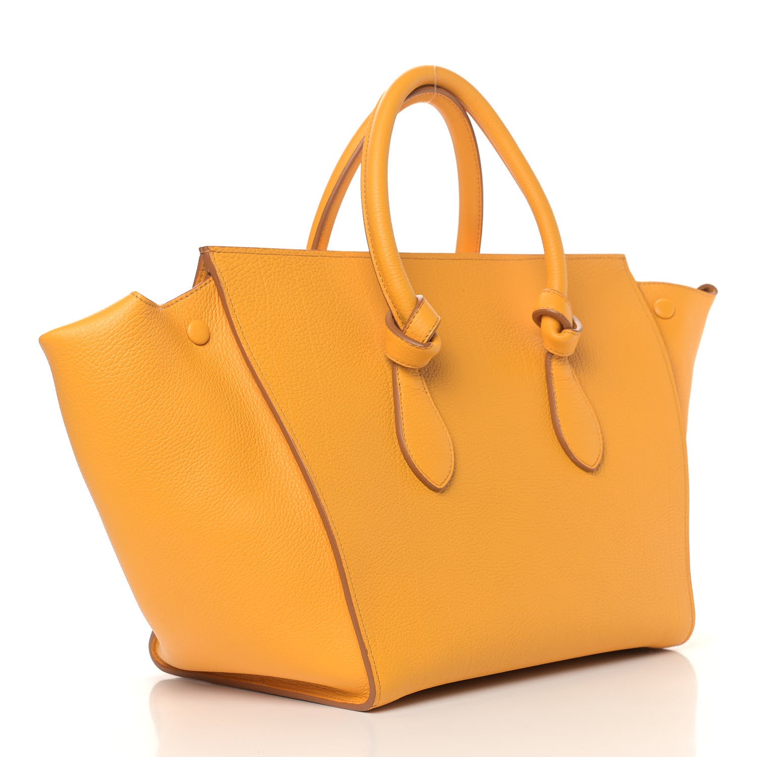 Celine Crisped Calfskin Small Tie Knot Tote Saffron 2 of 9