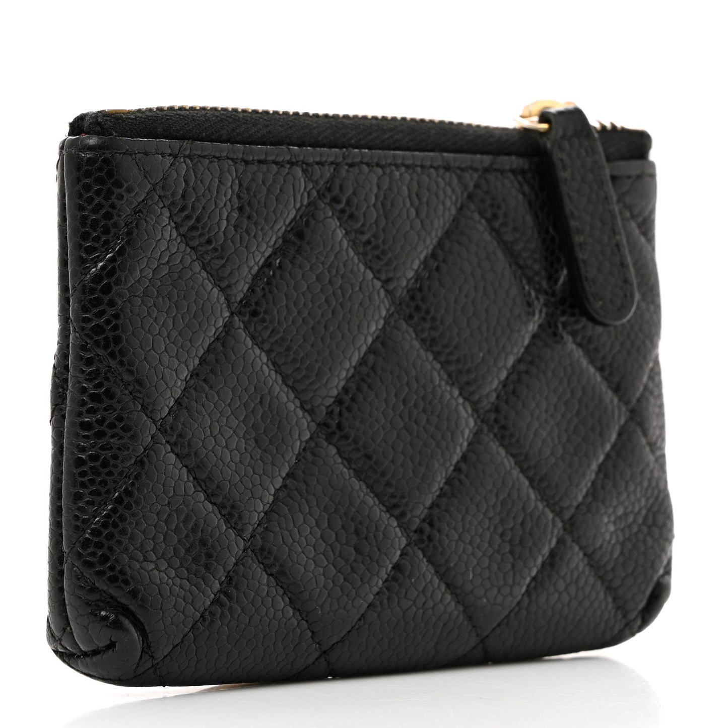 Caviar Quilted Zipped Key Holder Case Black