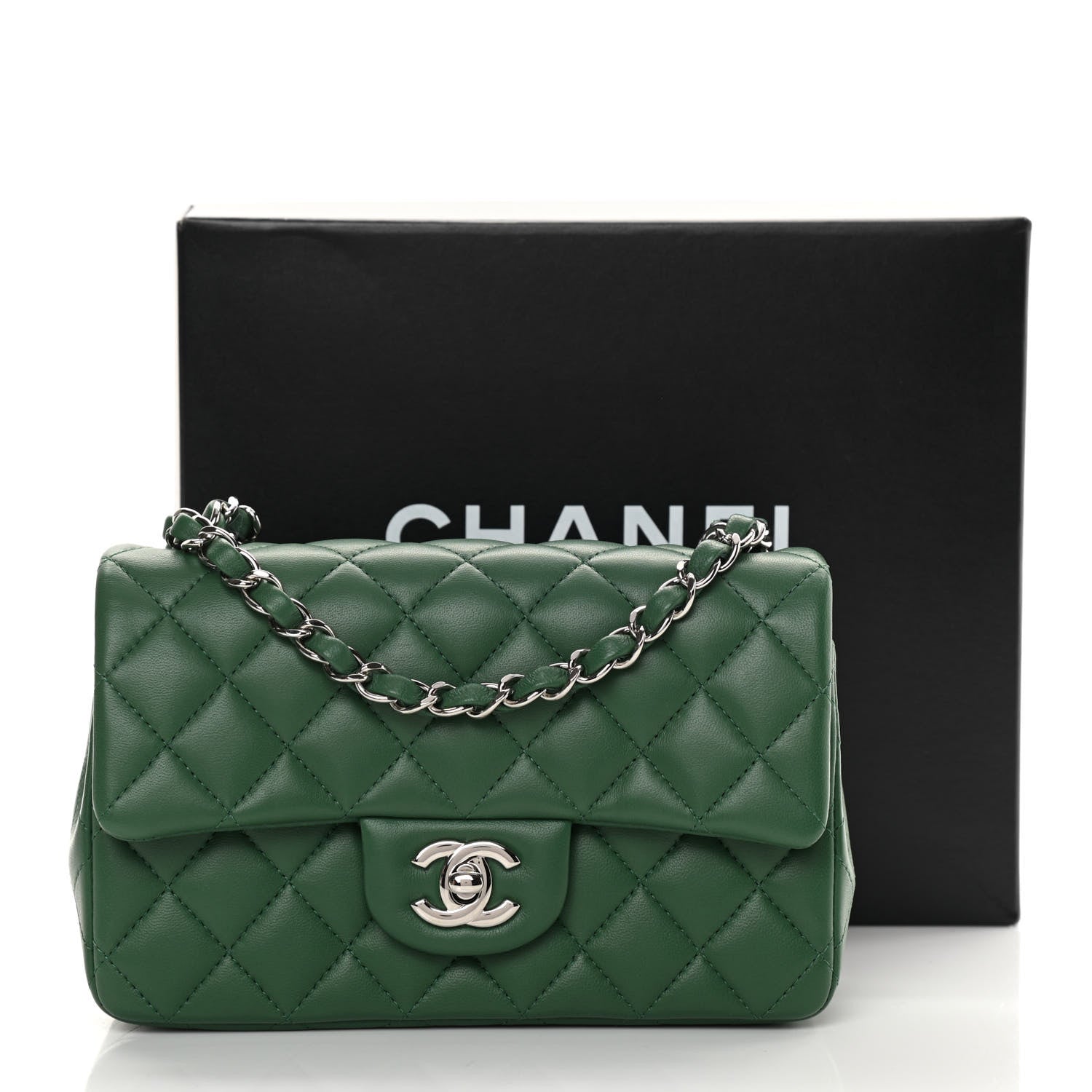 Chanel Lambskin Quilted Mini Rectangular Flap Green 13 of 13