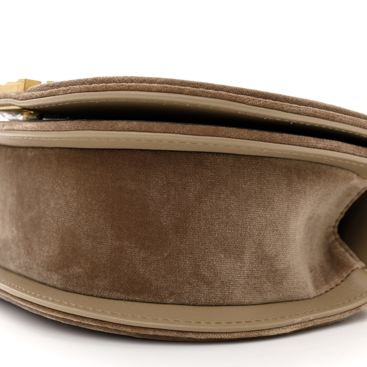 Velvet Quilted Small Boy Messenger Bag Beige