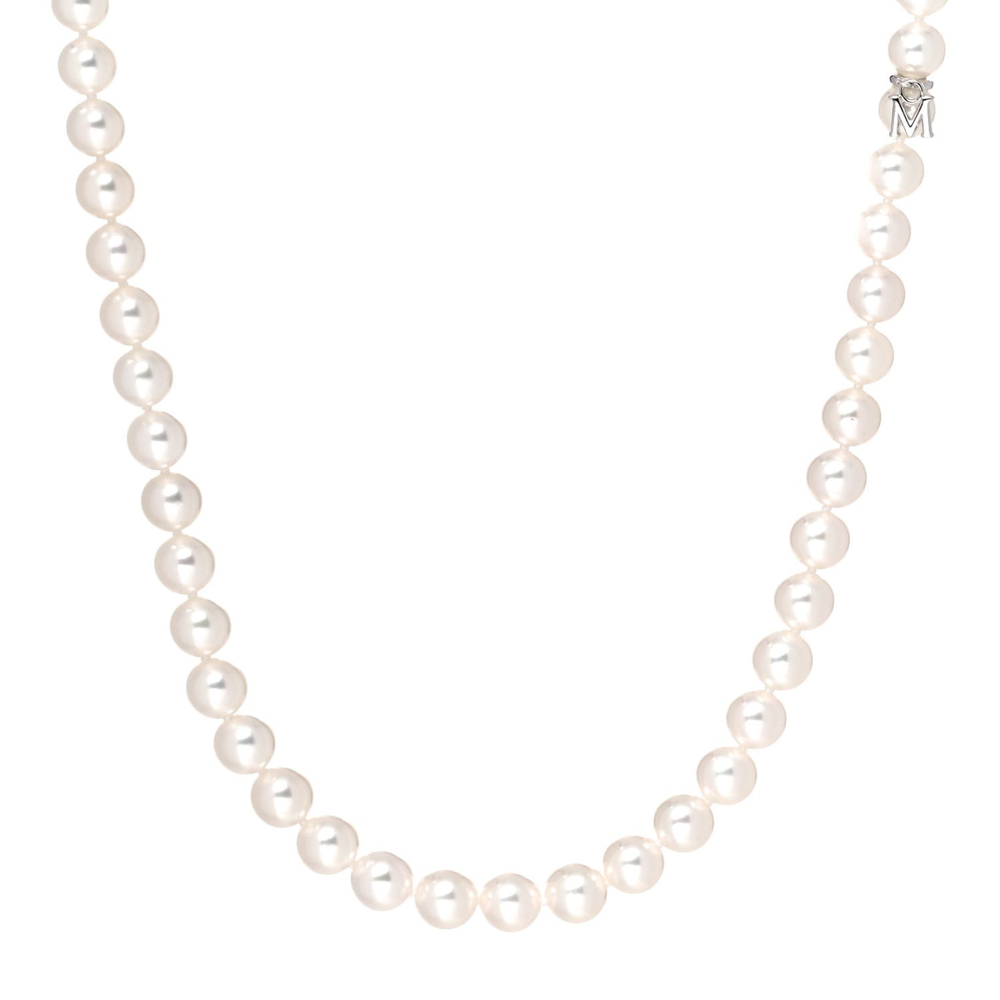 18K White Gold Akoya Pearl 6-7mm Strand Necklace 17.5"