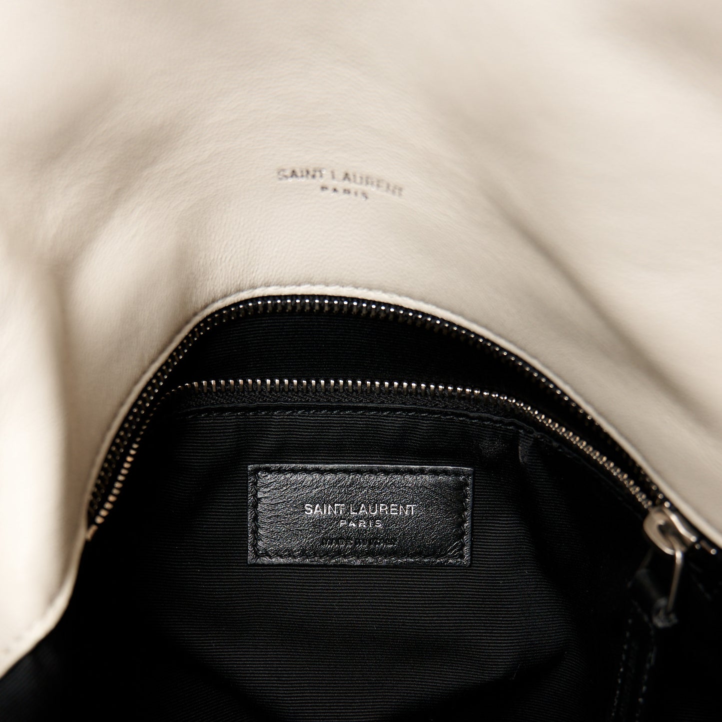 Lambskin Quilted Small Loulou Puffer Monogram Chain Satchel Crema Soft