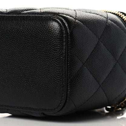 Chanel Caviar Quilted Mini Pearl On Top Vanity Case With Chain Black 10 of 11